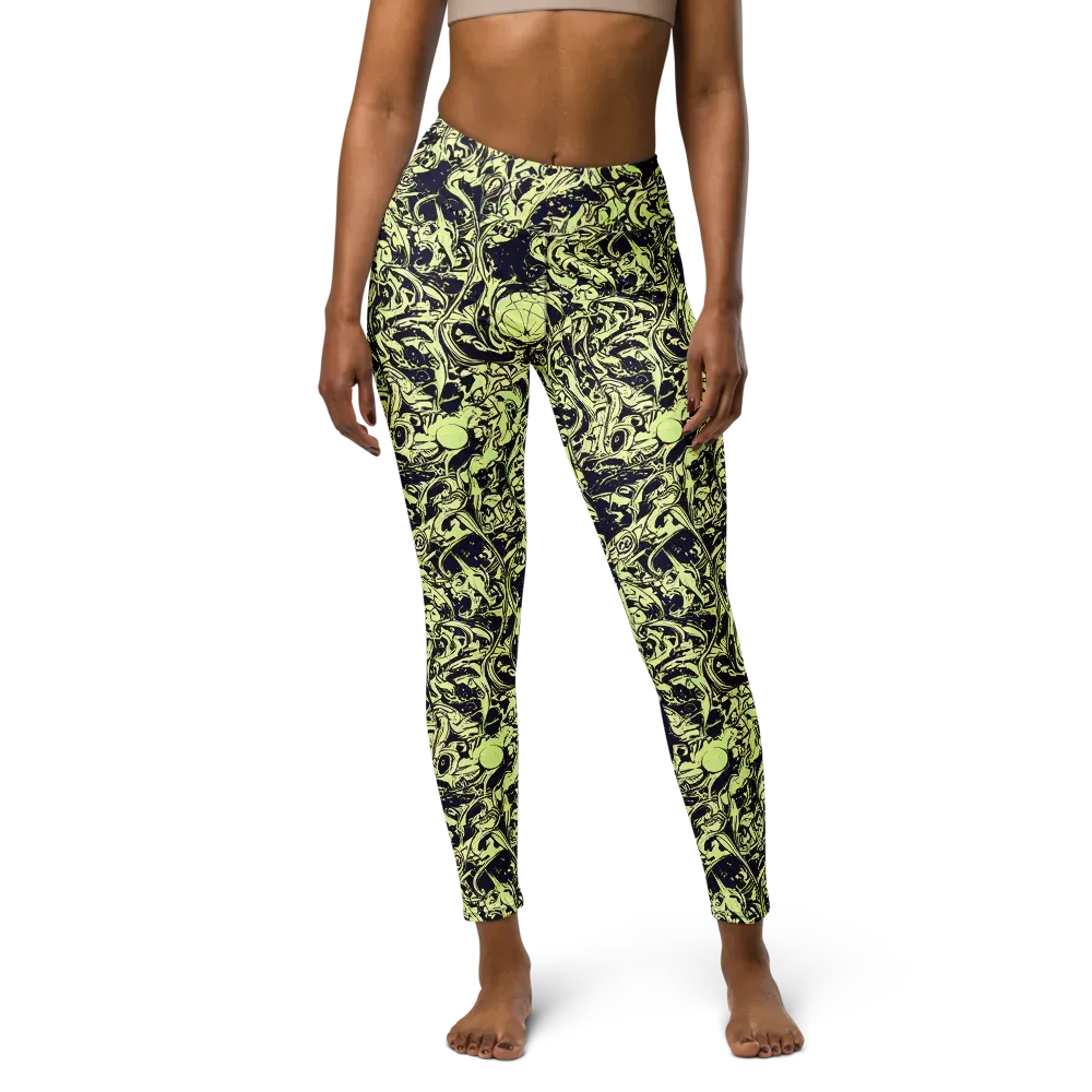 Chartreuse Chaos on Yoga Leggings — Front