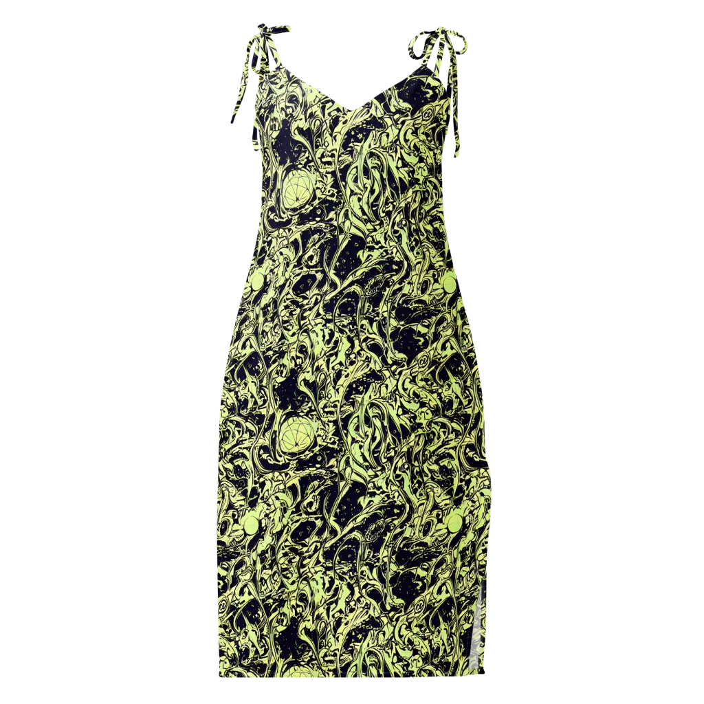 Chartreuse Chaos on Slip Dress — Front
