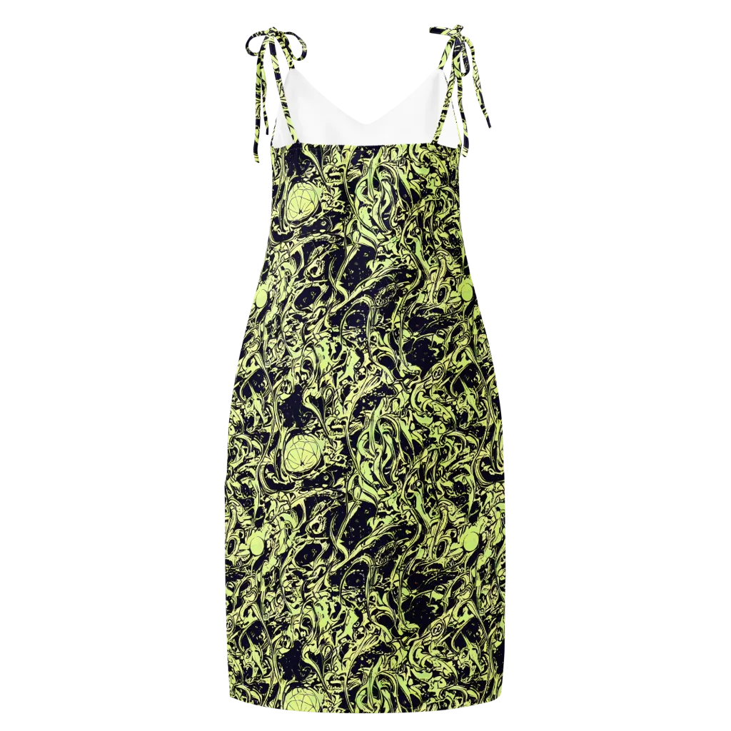 Chartreuse Chaos on Slip Dress — Back