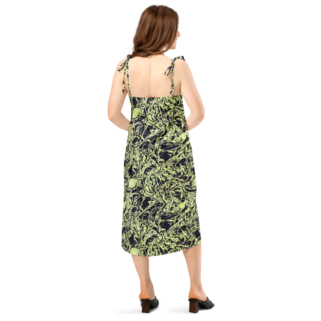 Chartreuse Chaos on Slip Dress — Back