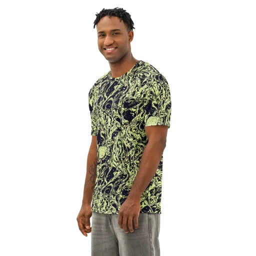 Chartreuse Chaos on a Men's Cotton Crew Neck T-Shirt