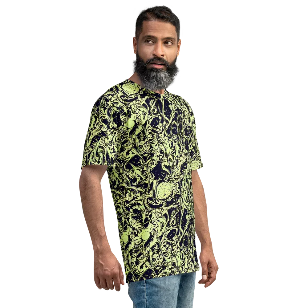 Chartreuse Chaos on Men's Crew Neck T-Shirt — Right