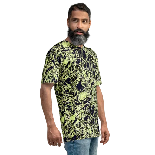 Chartreuse Chaos on a Men's Crew Neck T-Shirt
