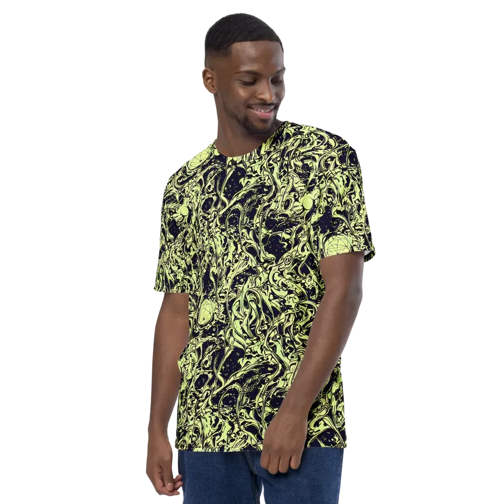 Chartreuse Chaos on Men's Crew Neck T-Shirt — Left