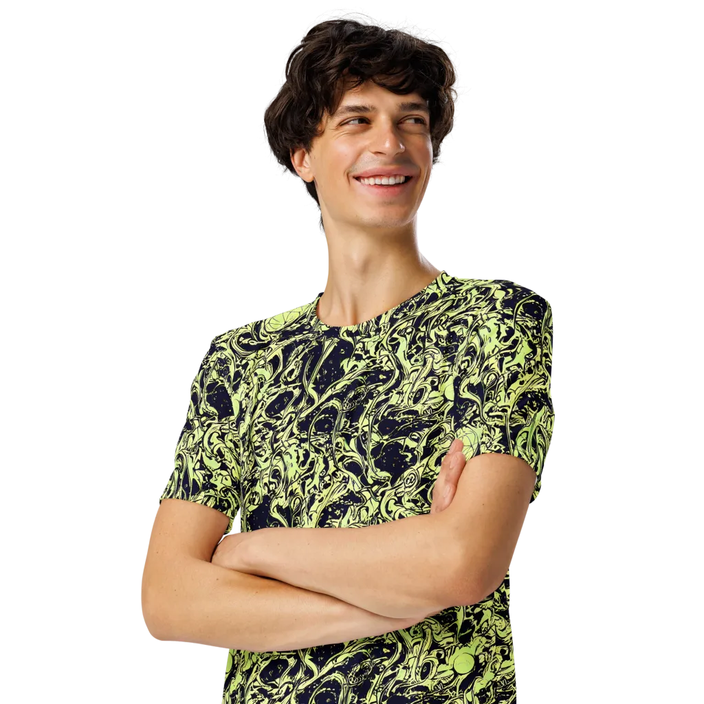 Chartreuse Chaos on Men's Crew Neck T-Shirt — Left Front