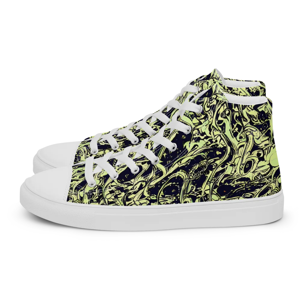 Chartreuse Chaos on Men's High Top Canvas Shoes — Left