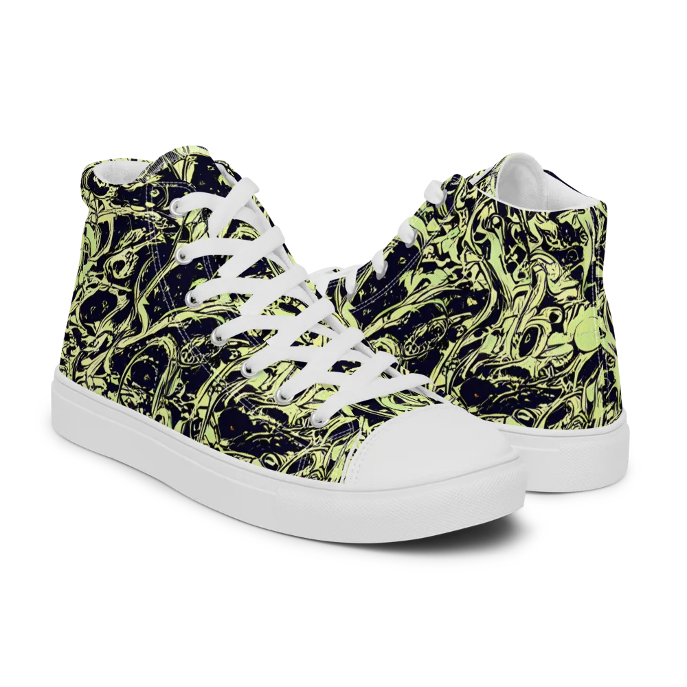Chartreuse Chaos on Men's High Top Canvas Shoes — Right