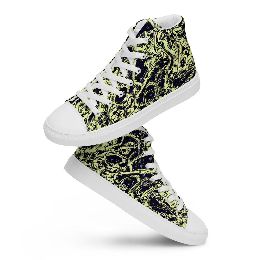 Chartreuse Chaos on Men's High Top Canvas Shoes — Front