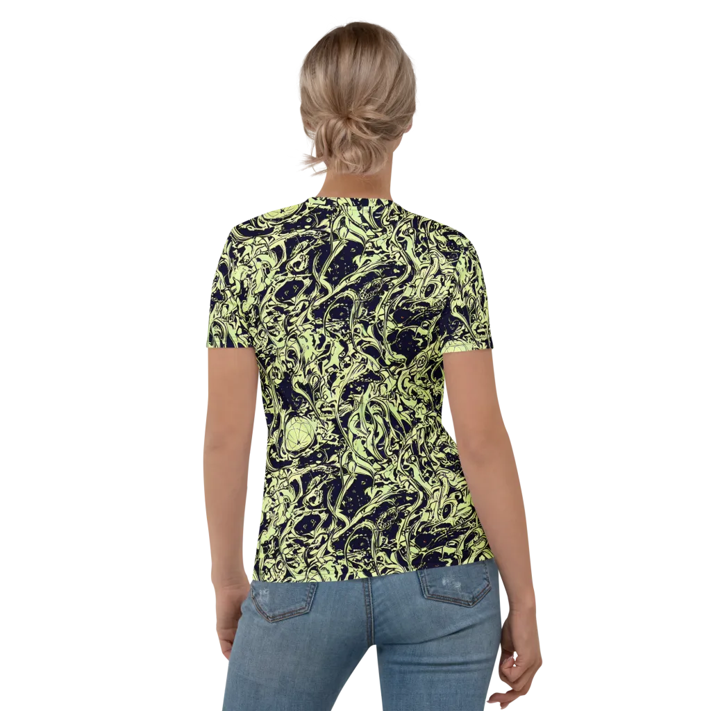 Chartreuse Chaos on Women's Crew Neck T-Shirt — Back