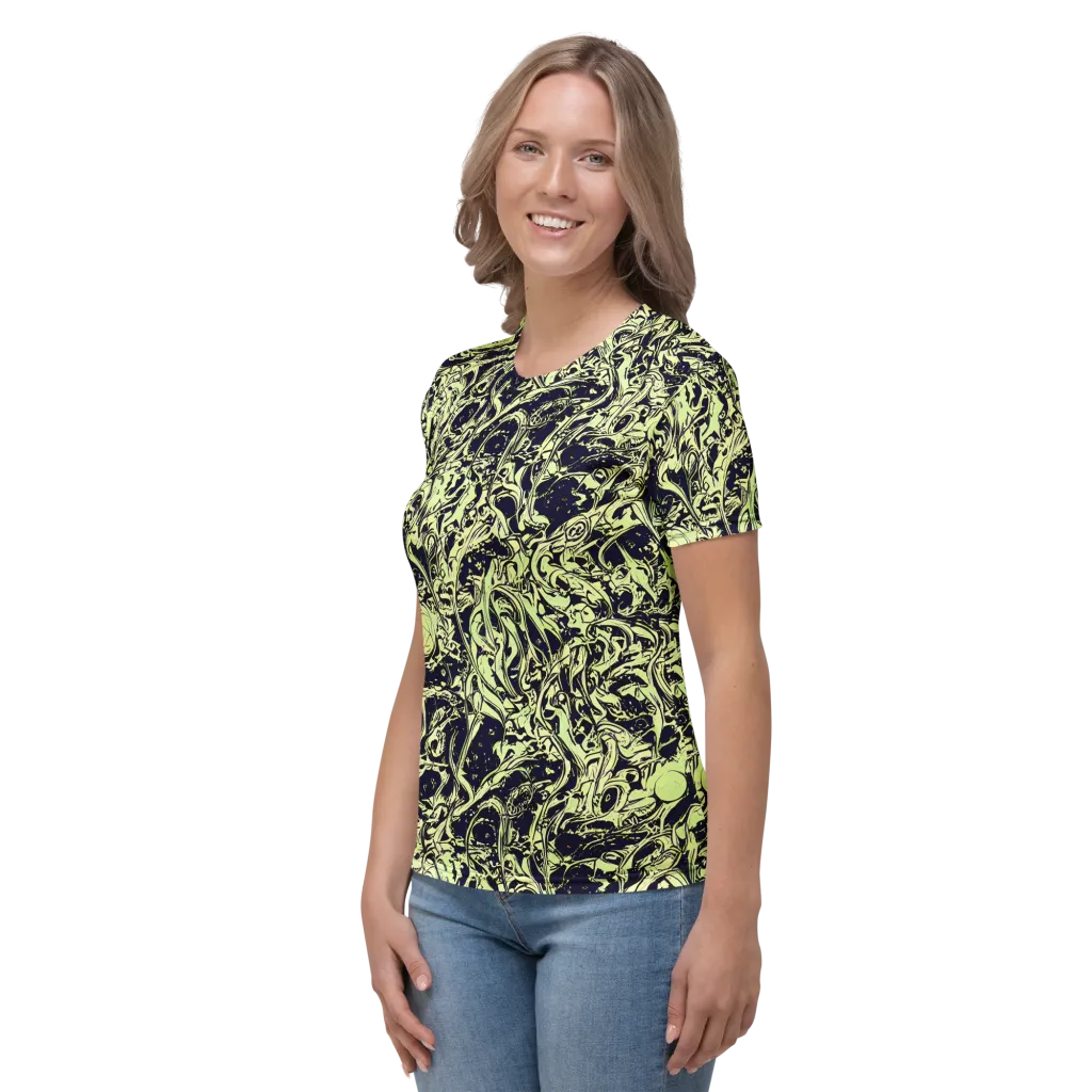 Chartreuse Chaos on Women's Crew Neck T-Shirt — Left