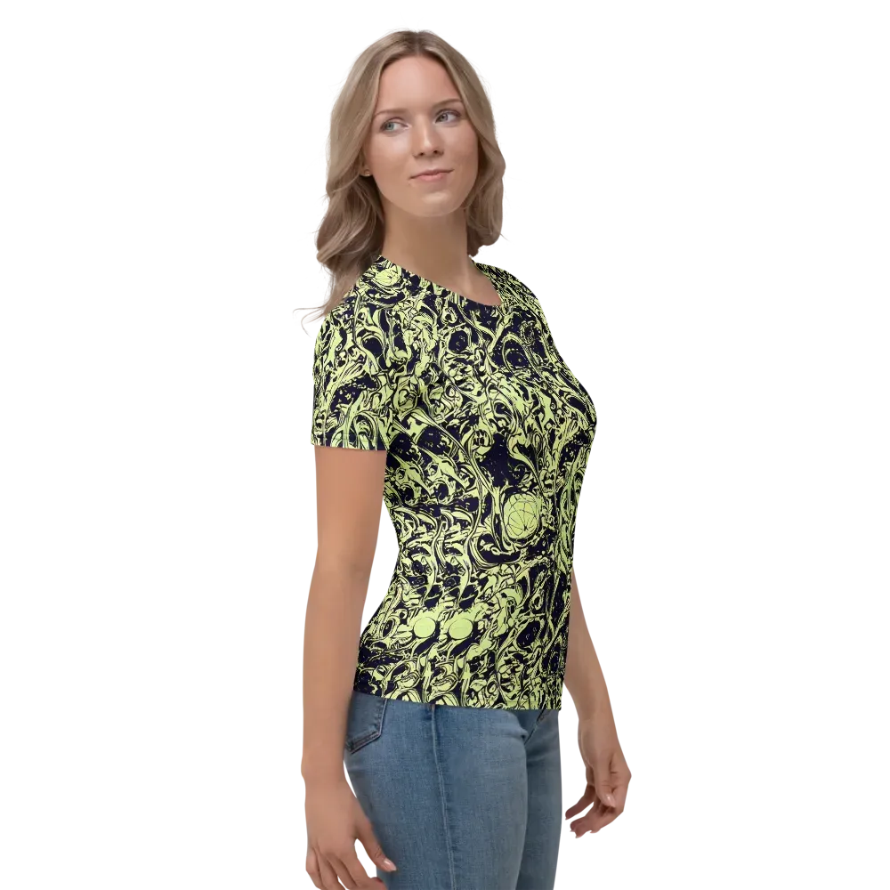 Chartreuse Chaos on Women's Crew Neck T-Shirt — Right