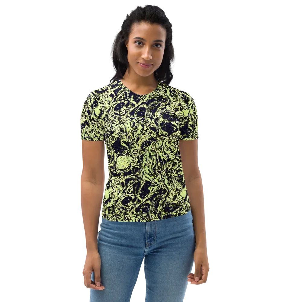 Chartreuse Chaos on Women's Crew Neck T-Shirt — Front