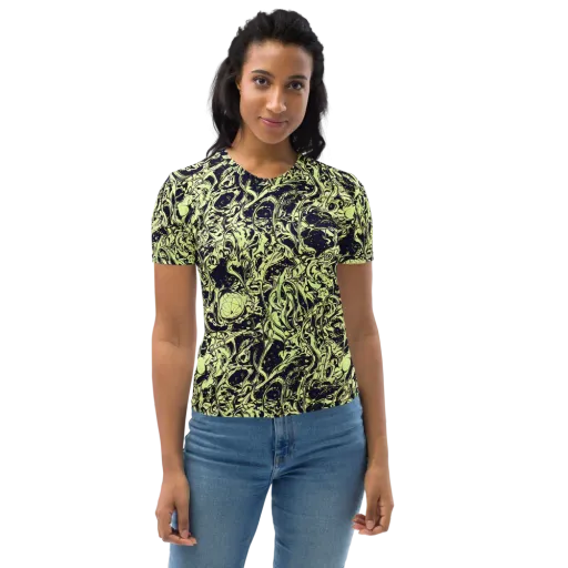 Chartreuse Chaos on a Women's Crew Neck T-Shirt