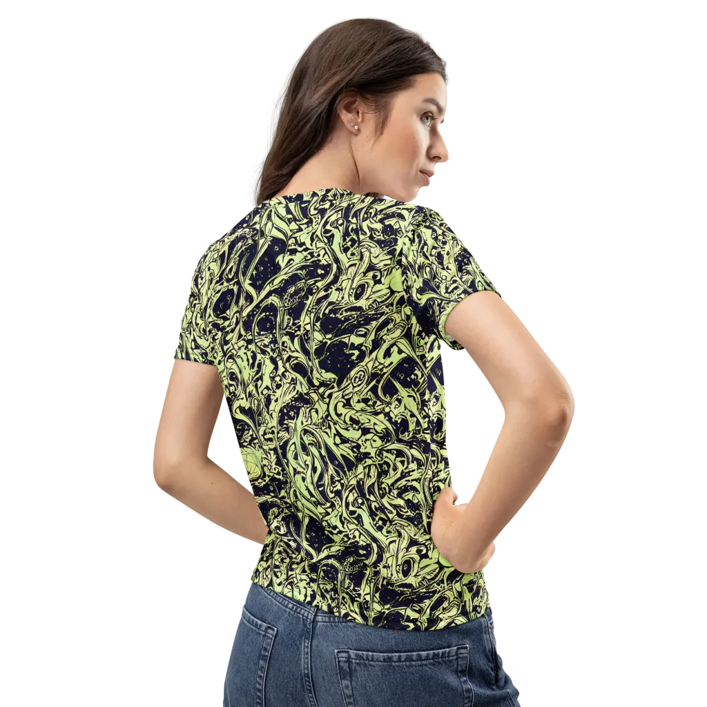 Chartreuse Chaos on Women's Crew Neck T-Shirt — Back