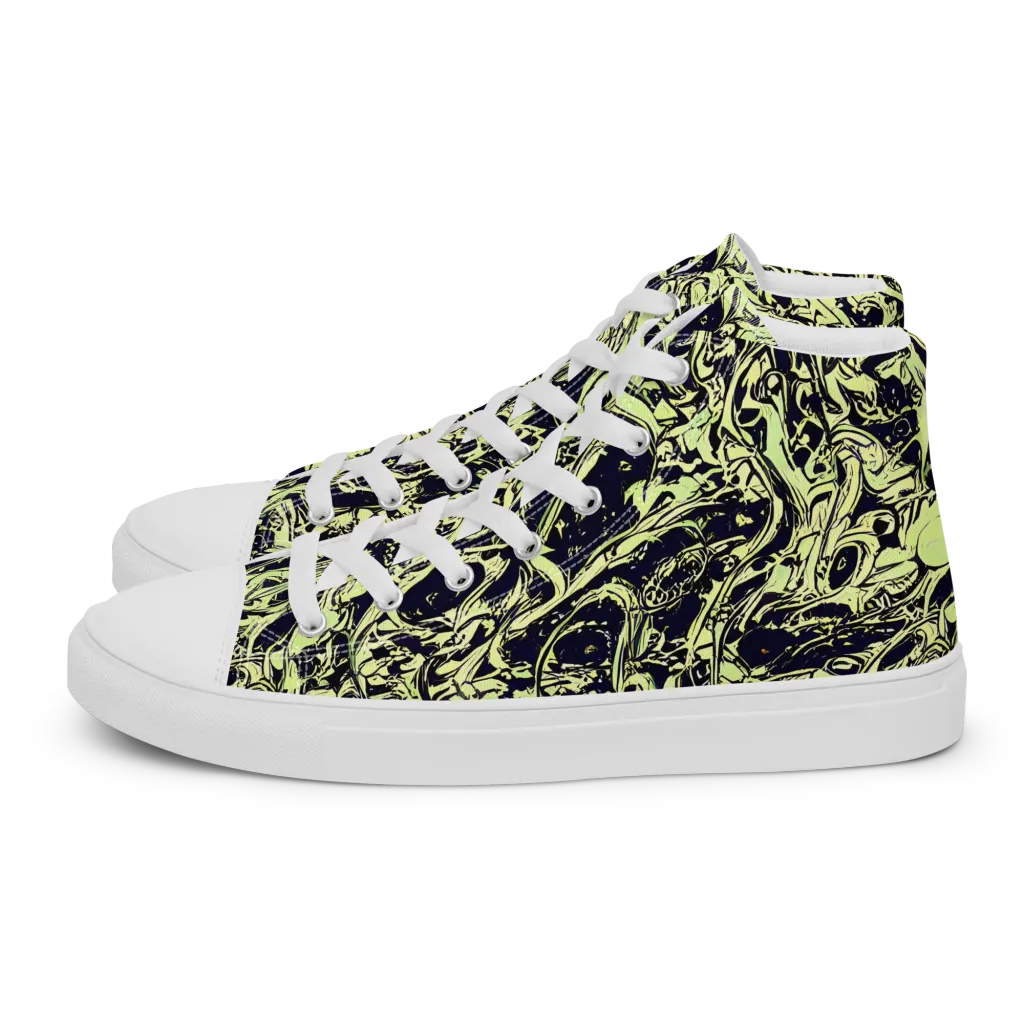Chartreuse Chaos on Women's High Top Canvas Shoes — Left