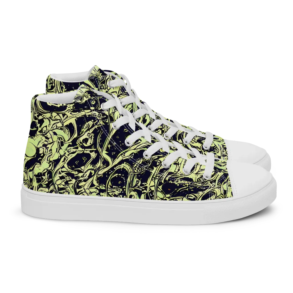 Chartreuse Chaos on Women's High Top Canvas Shoes — Right