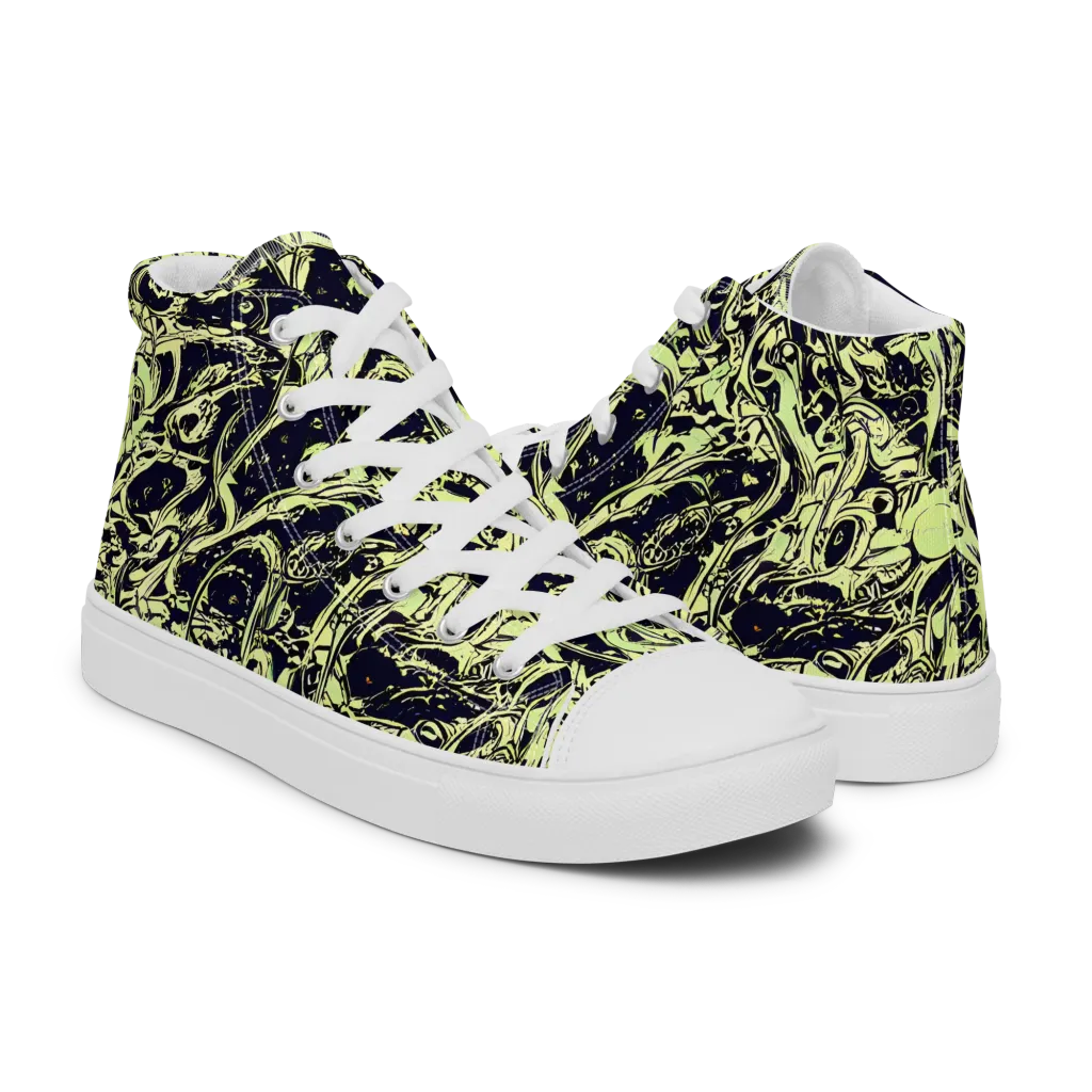 Chartreuse Chaos on Women's High Top Canvas Shoes — Right