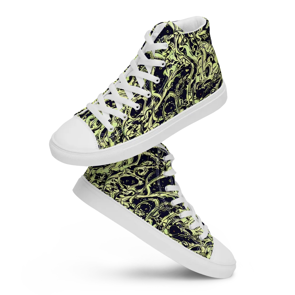 Chartreuse Chaos on Women's High Top Canvas Shoes — Front