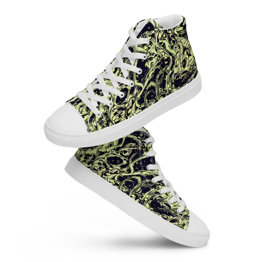 Chartreuse Chaos on a Women's High Top Canvas Shoes