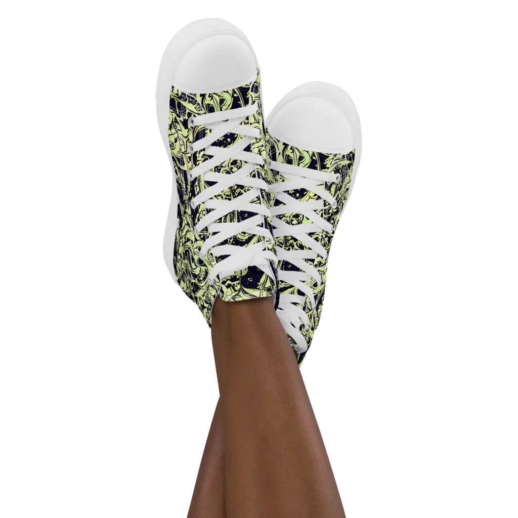 Chartreuse Chaos on Women's High Top Canvas Shoes — Front