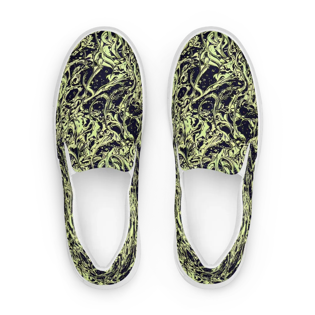 Chartreuse Chaos on Men's Slip-On Canvas Shoes — Front