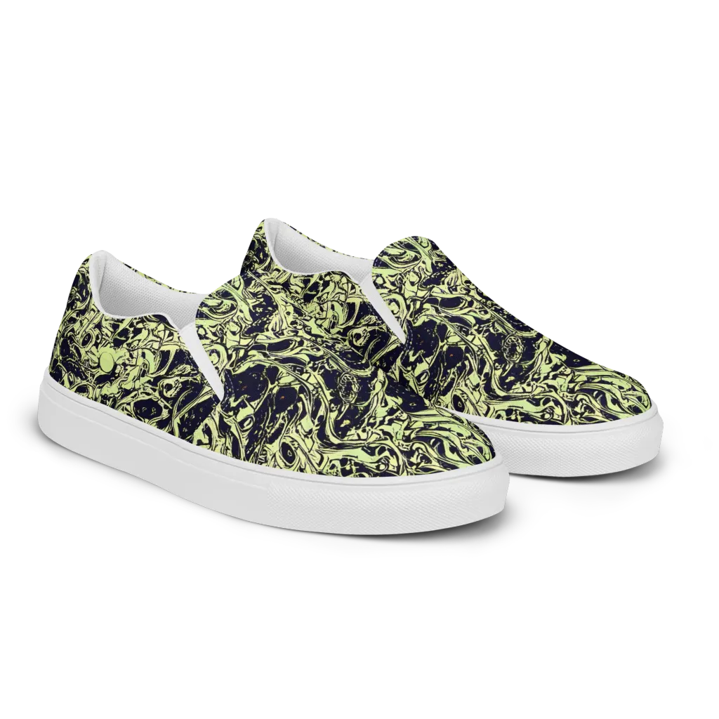 Chartreuse Chaos on Men's Slip-On Canvas Shoes — Right Front