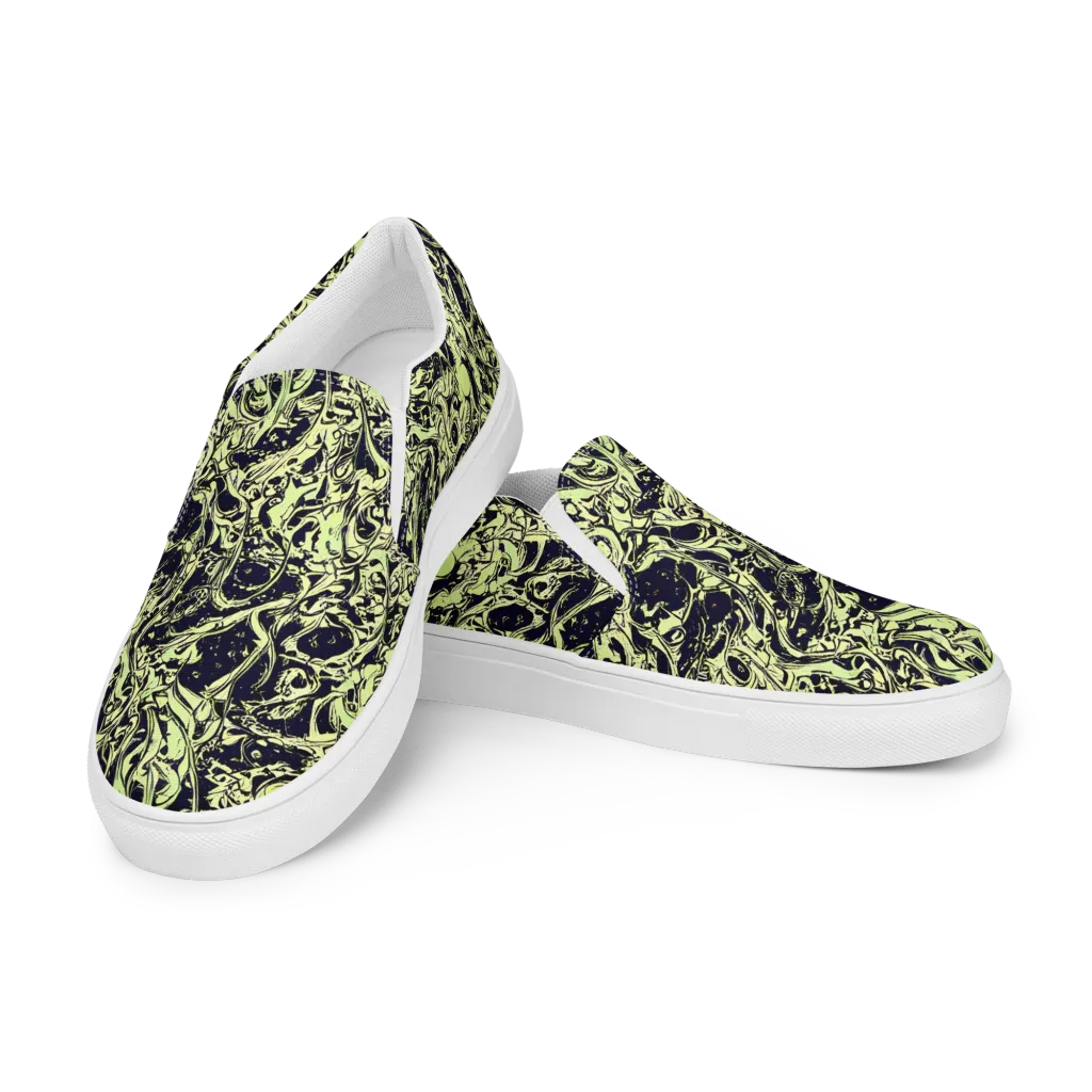 Chartreuse Chaos on Men's Slip-On Canvas Shoes — Left Front