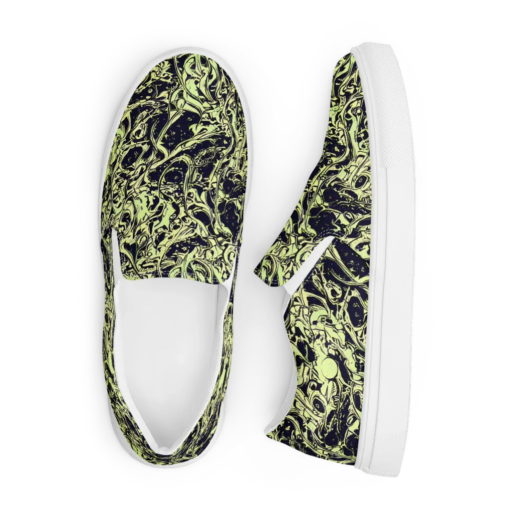 Chartreuse Chaos on Men's Slip-On Canvas Shoes — Front