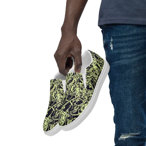 Chartreuse Chaos on a Men's Slip-On Canvas Shoes