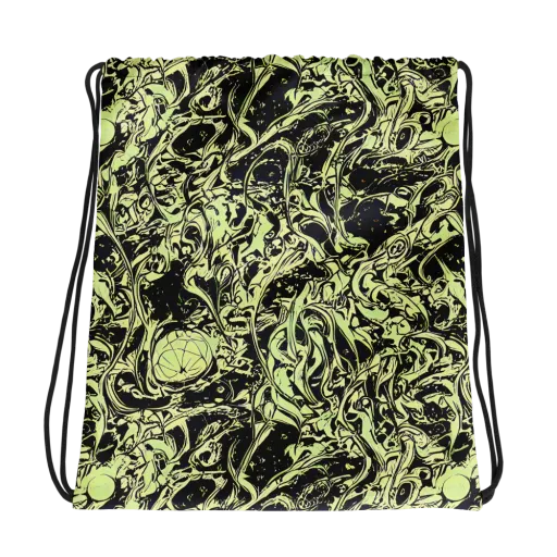 Chartreuse Chaos on a Drawstring Bag