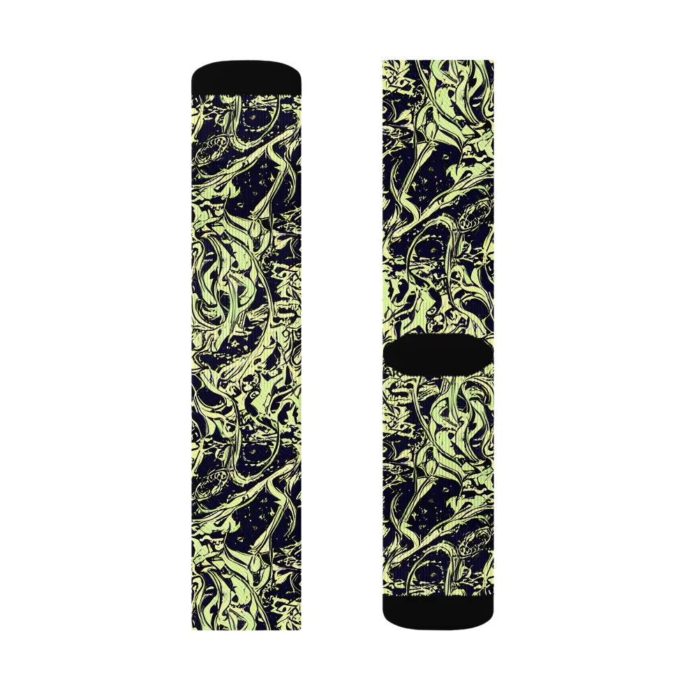 Chartreuse Chaos on Socks — Left Sock