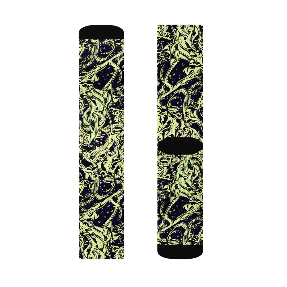 Chartreuse Chaos on Socks — Right Sock
