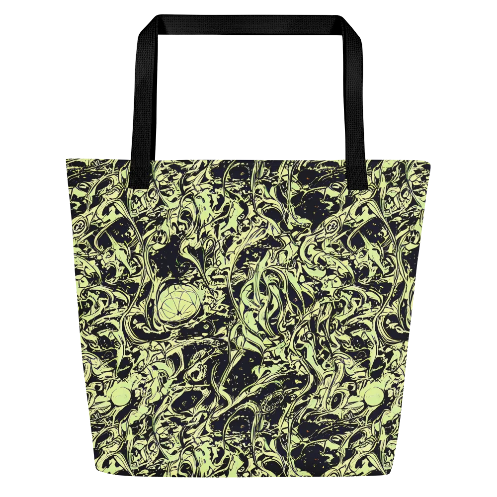 Chartreuse Chaos on Large Tote Bag W/ Pocket — Front