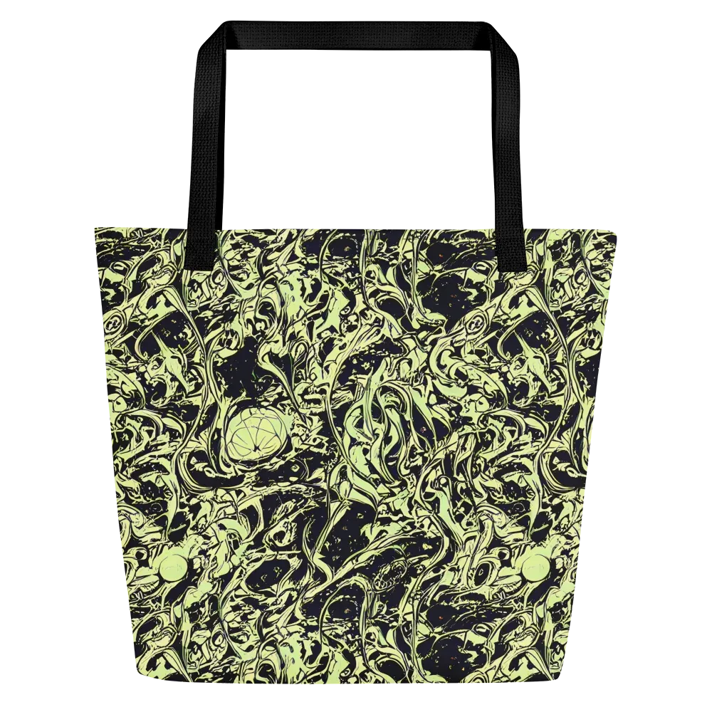 Chartreuse Chaos on Large Tote Bag W/ Pocket — Front