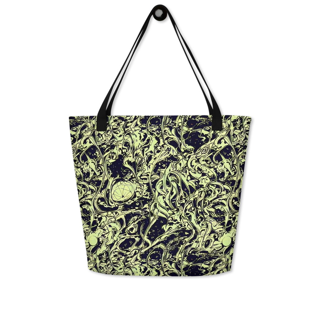 Chartreuse Chaos on Large Tote Bag W/ Pocket — Front