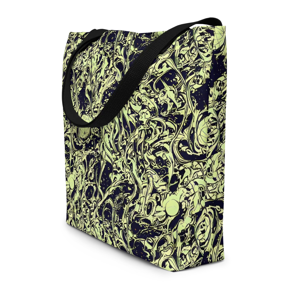 Chartreuse Chaos on Large Tote Bag W/ Pocket — Front