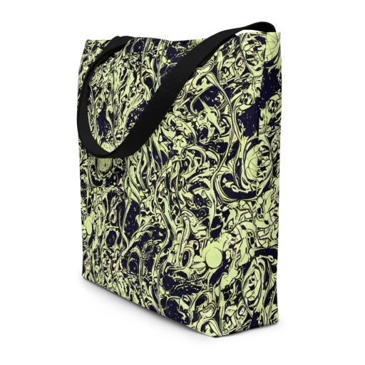 Chartreuse Chaos on a Large Tote Bag W/ Pocket