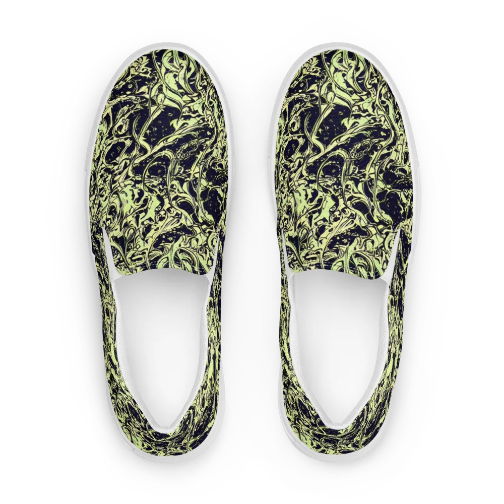 Chartreuse Chaos on Women's Slip-On Canvas Shoes — Front