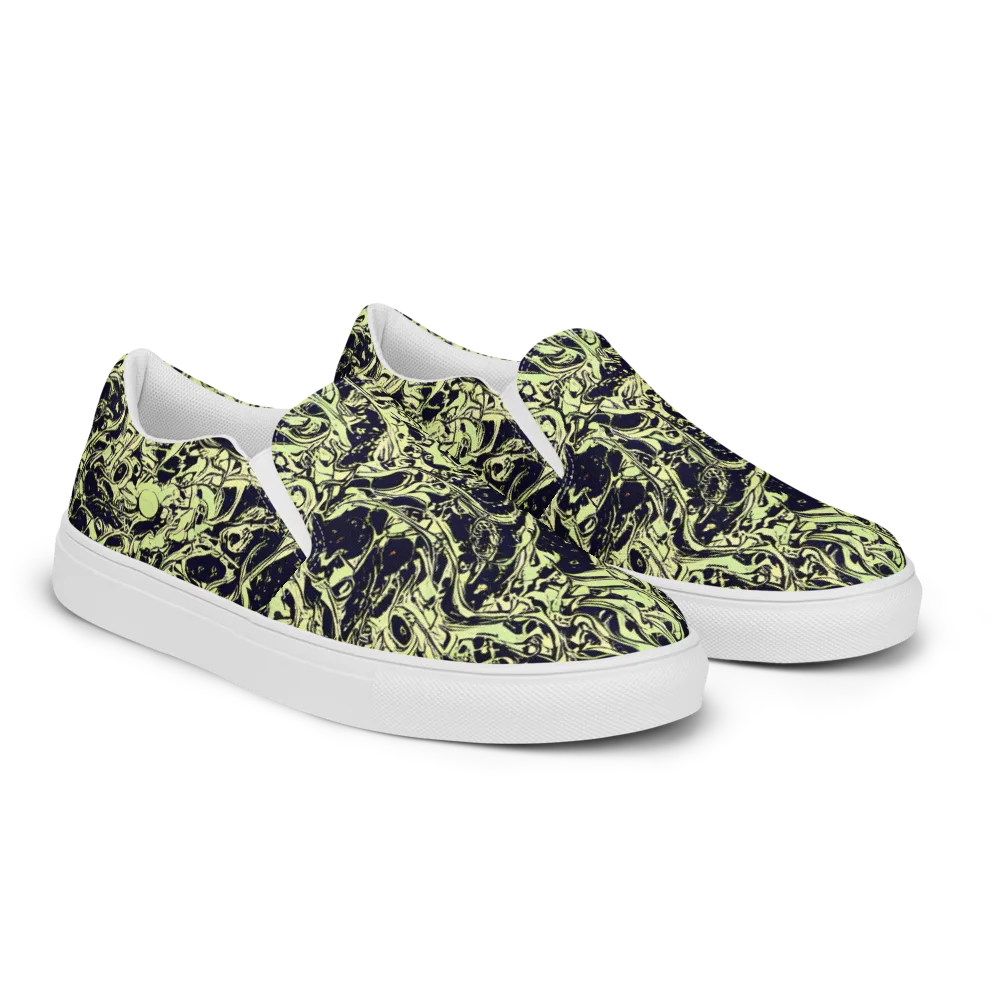 Chartreuse Chaos on Women's Slip-On Canvas Shoes — Right Front