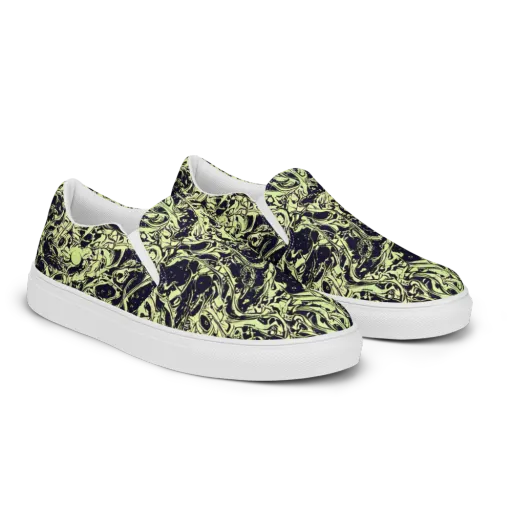 Chartreuse Chaos on a Women's Slip-On Canvas Shoes