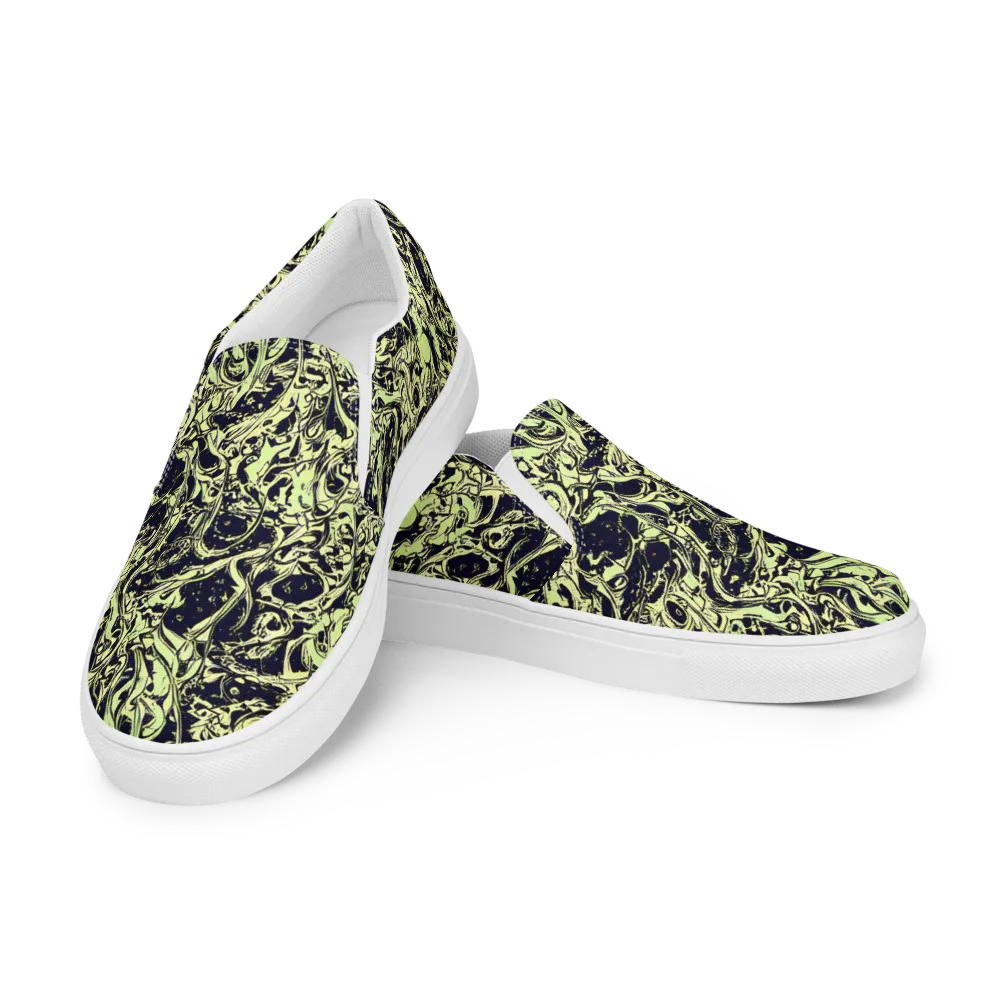 Chartreuse Chaos on Women's Slip-On Canvas Shoes — Left Front