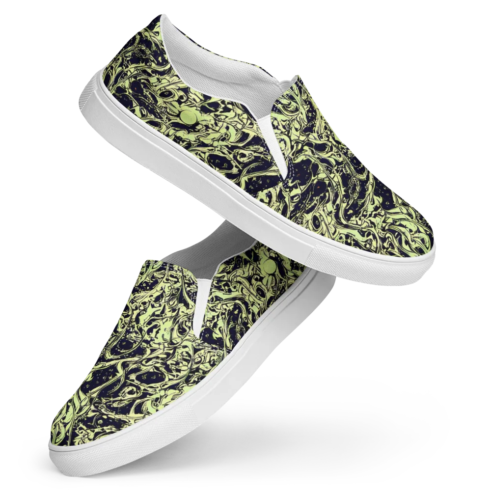 Chartreuse Chaos on Women's Slip-On Canvas Shoes — Front