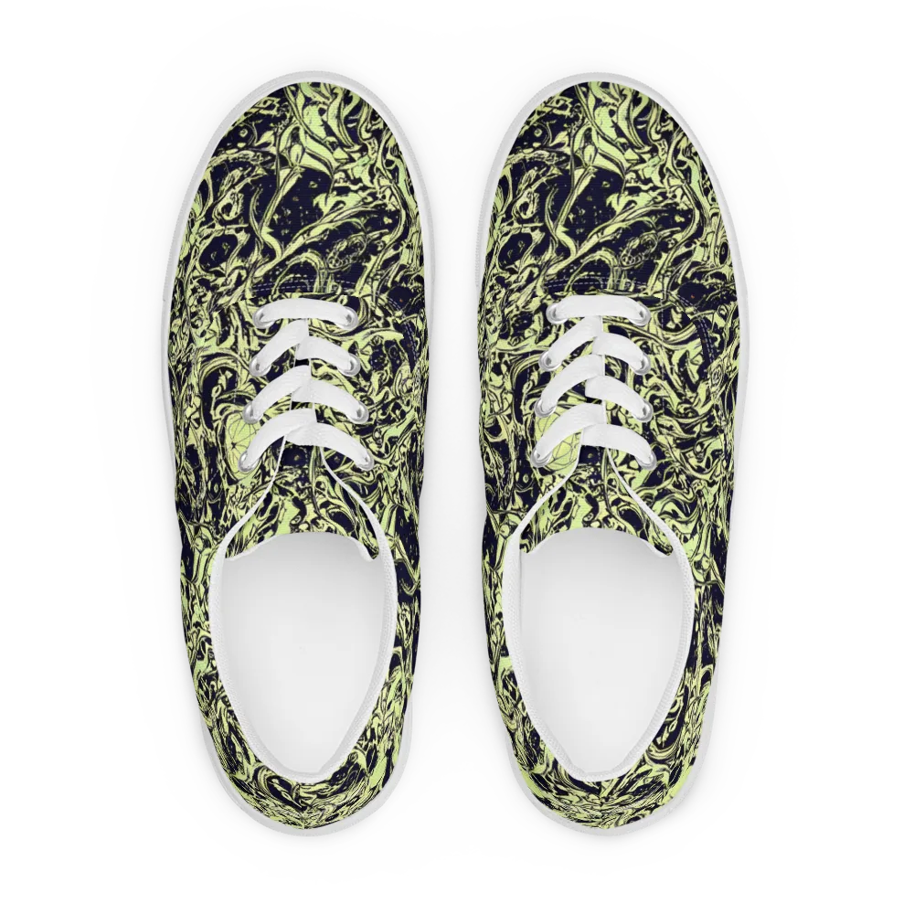Chartreuse Chaos on Men's Lace-Up Canvas Shoes — Front