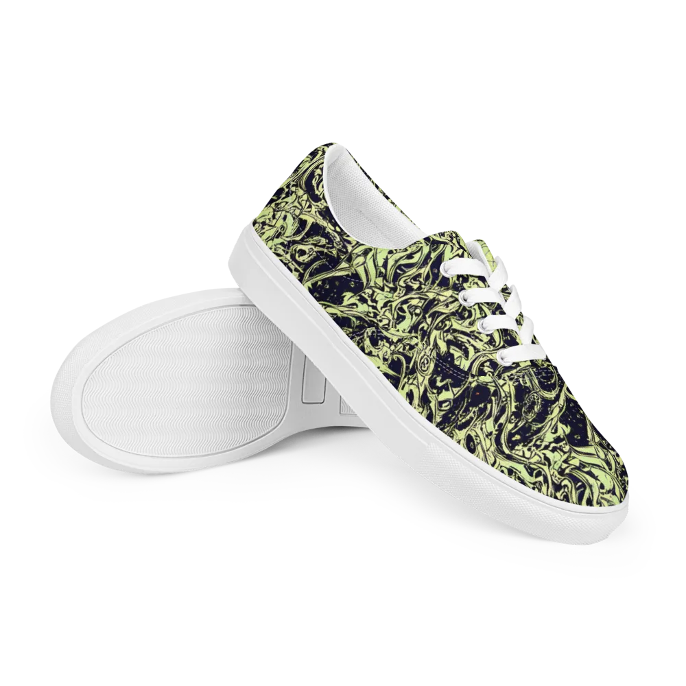 Chartreuse Chaos on Men's Lace-Up Canvas Shoes — Right Front