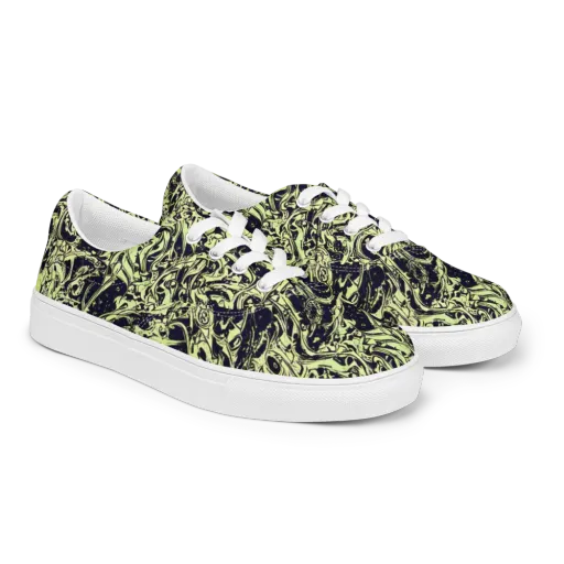 Chartreuse Chaos on a Men's Lace-Up Canvas Shoes