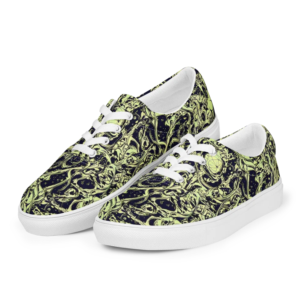 Chartreuse Chaos on Men's Lace-Up Canvas Shoes — Left Front