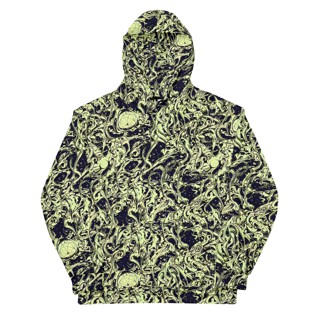 Chartreuse Chaos on Cotton Hoodie — Front