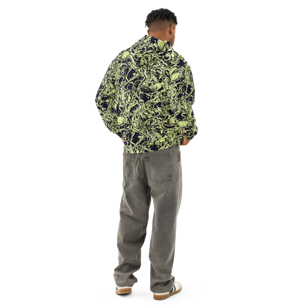 Chartreuse Chaos on Cotton Hoodie — Back