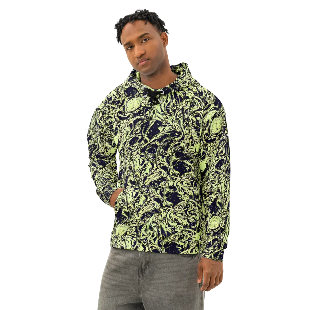 Chartreuse Chaos on Cotton Hoodie — Left Front