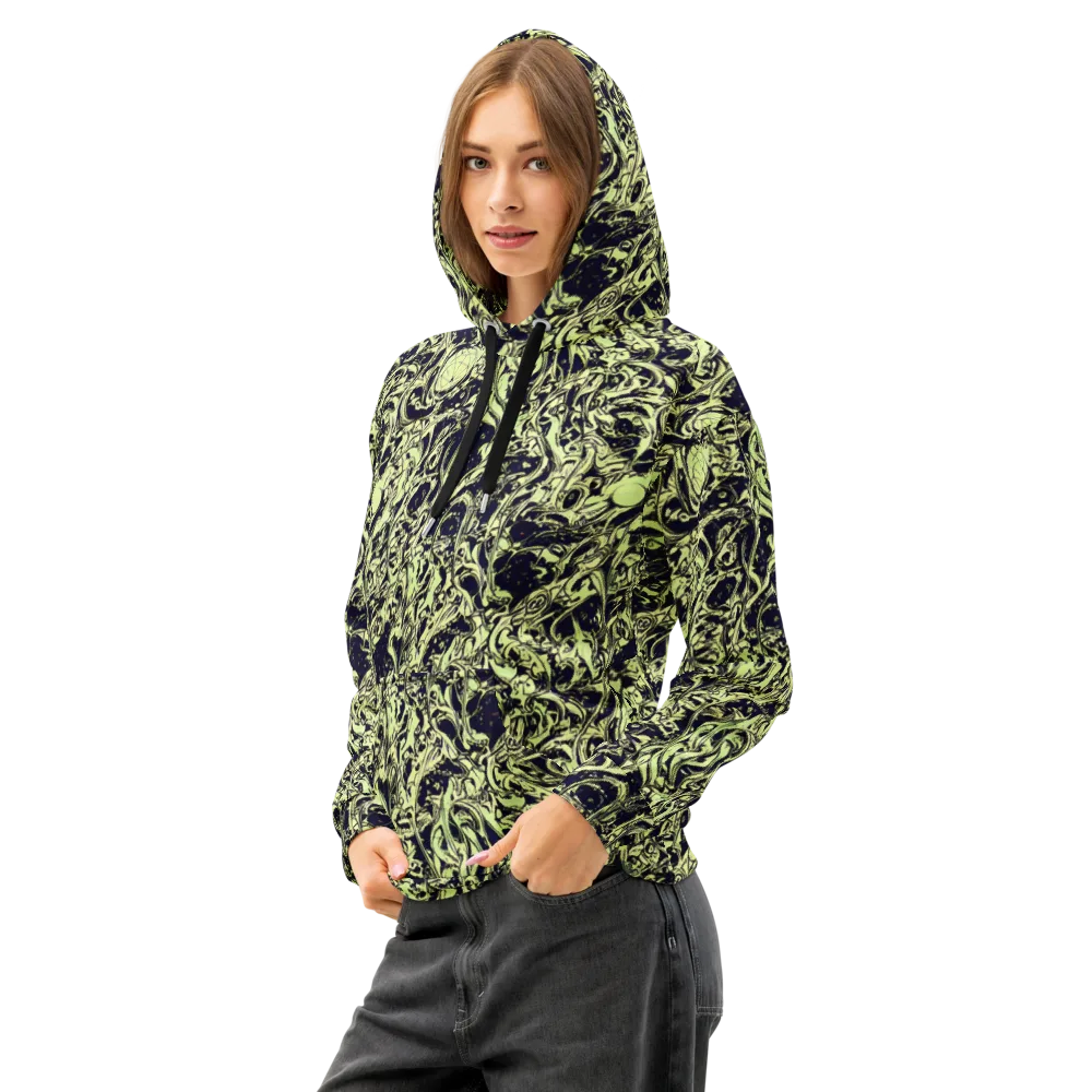 Chartreuse Chaos on Cotton Hoodie — Left Front